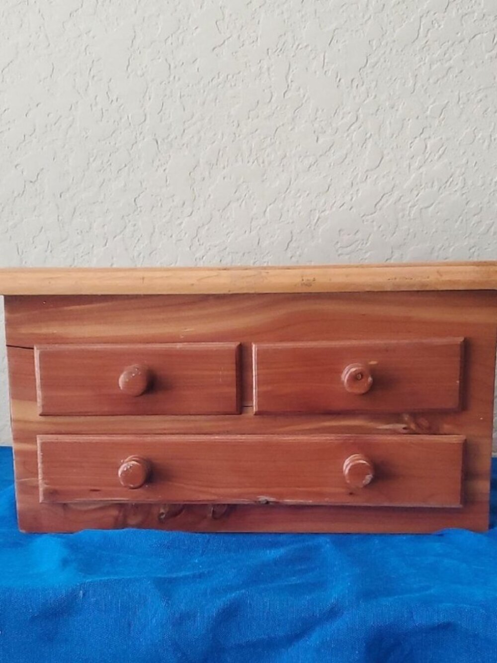 Vintage Wooden Miniature Dresser Jewelry Box - 3 Drawer Trinket Chest Organizer